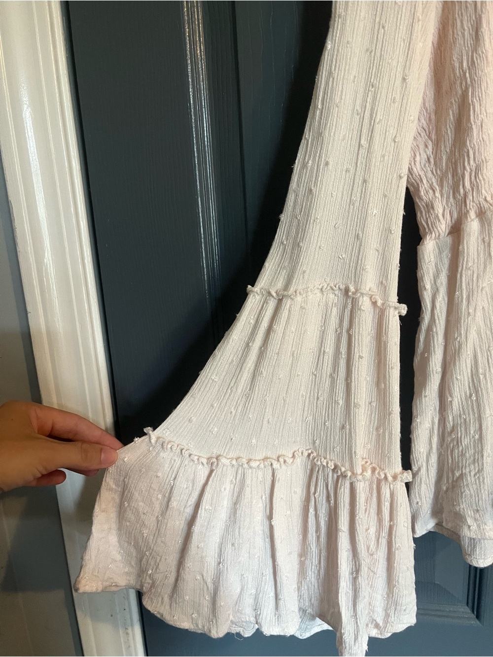 Altar'd State Blush Pink Textured Bell-Sleeve Tunic - Picture 3 of 4